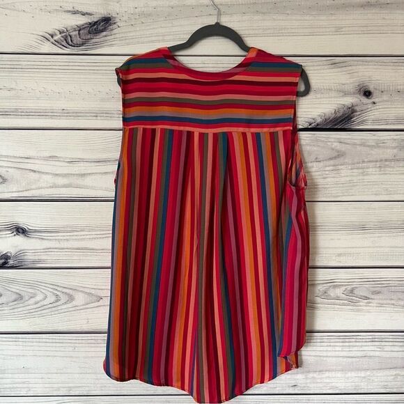 Torrid Harper Gauze Multicolor Stripe Button Down Sleeveless Top - Picture 8 of 10